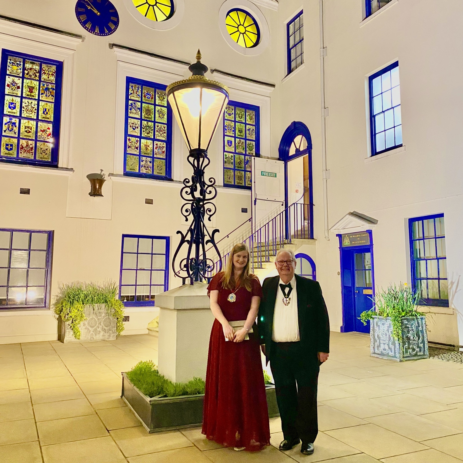 With the Master of the Guild of Young Freemen, Louise Starling in Apothecaries’ Hall secret courtyard