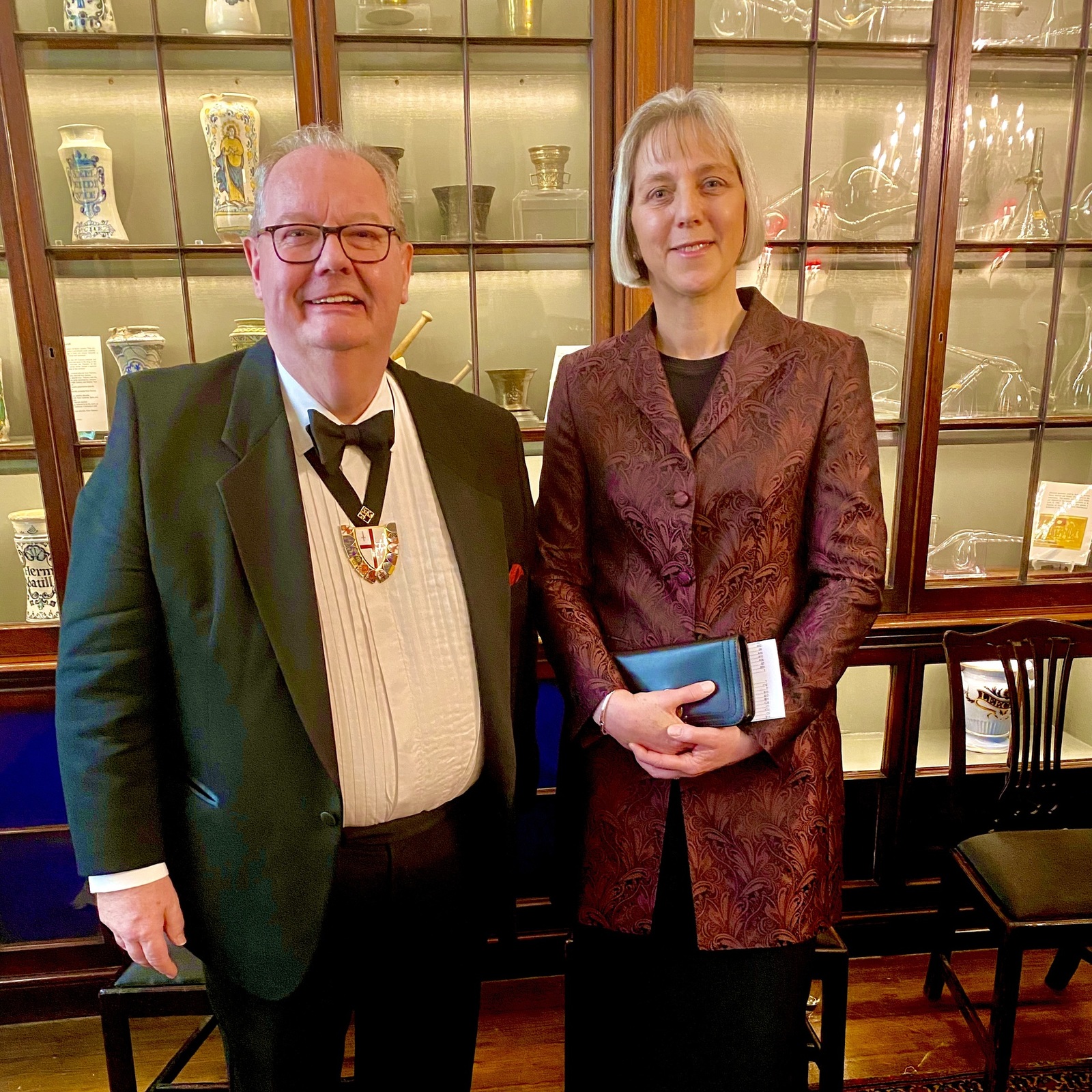 With Past Sheriff, The Hon Liz Green, at The Framework Knitters Installation Dinner at Apothecaries’ Hall