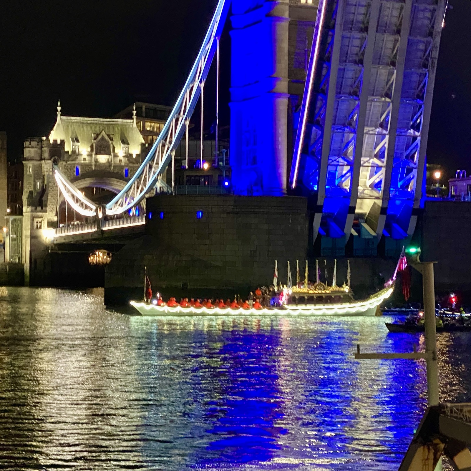 24 Sept 22 - A colourful, yet respectful, Reflection’s Pageant saw Gloriana pass under a raised Tower Bridge in full salute.