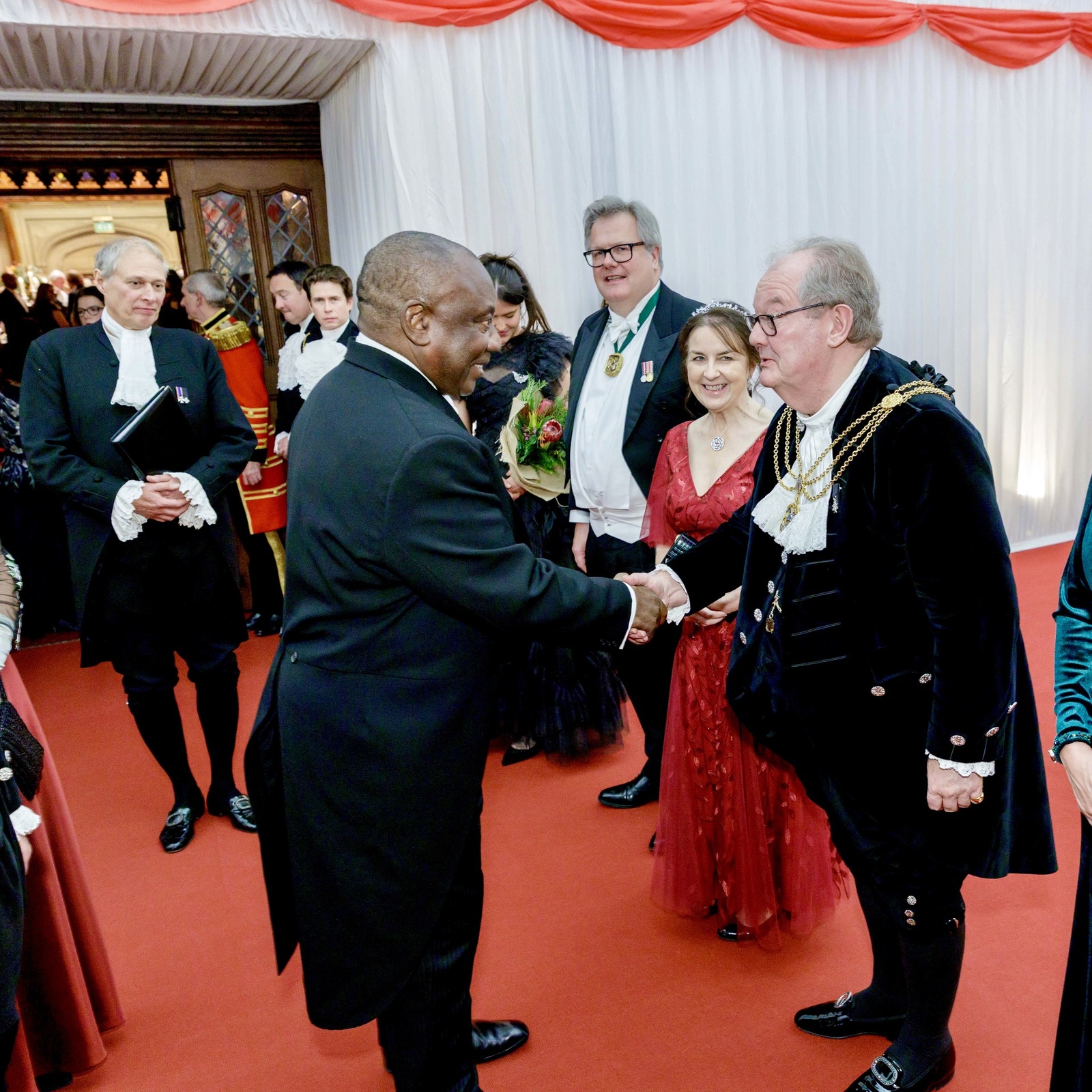 23 Nov 22 - Greeting the President Ramaphosa of South Africa at the Guildhall State Banquet