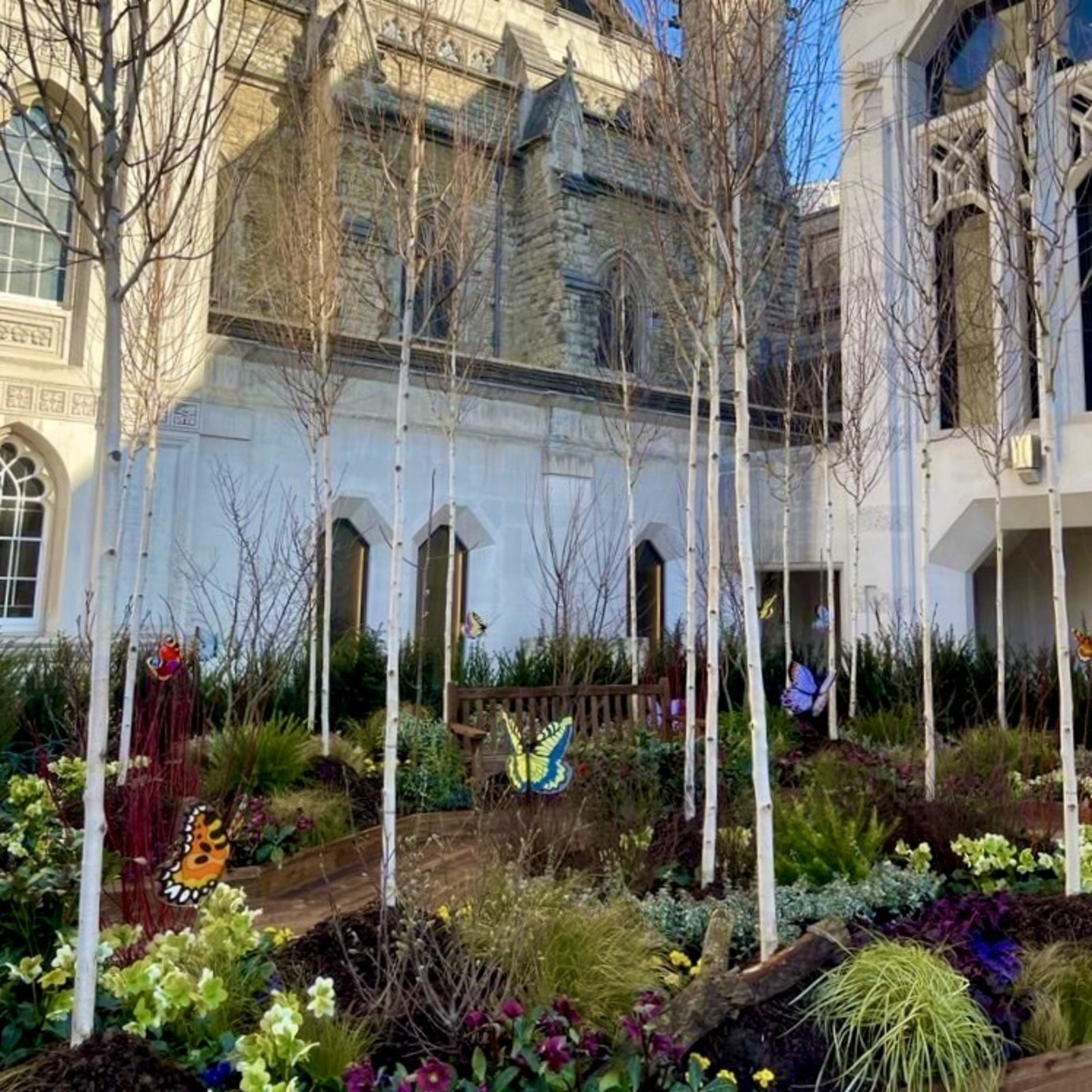 14 Feb 23 - Delighted to attend the opening of the Lord Mayor’s Big Curry Lunch Garden in Guildhall Yard. Tall young trees, surrounded by fallen trunks. A fitting reminder.