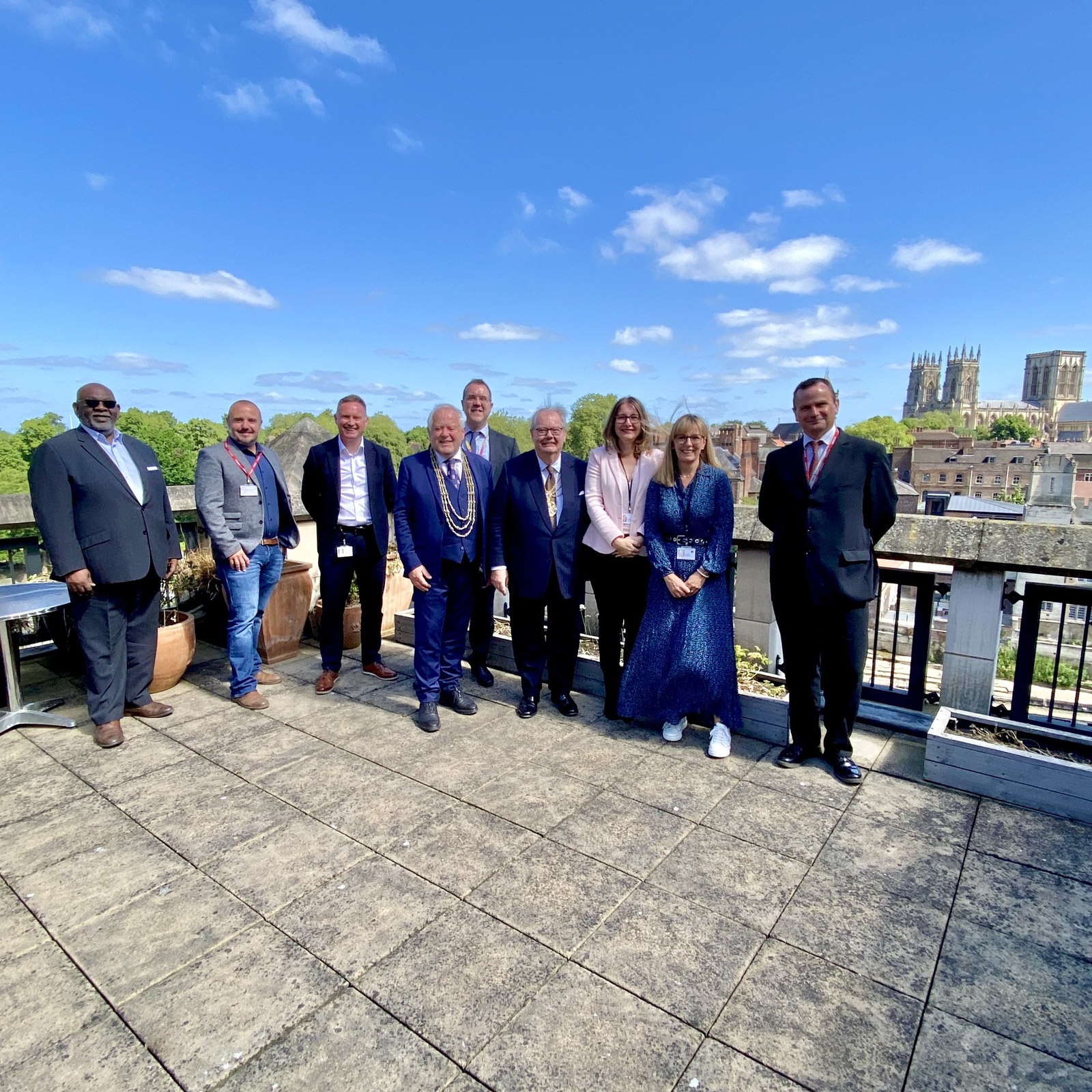 2 June 2023 - Day 3 of York Trip - Great to meet with the senior team from Aviva York  - great photo opportunity on the terrace of Aviva’s HQ building with its stunning view over the City of York. Wow!